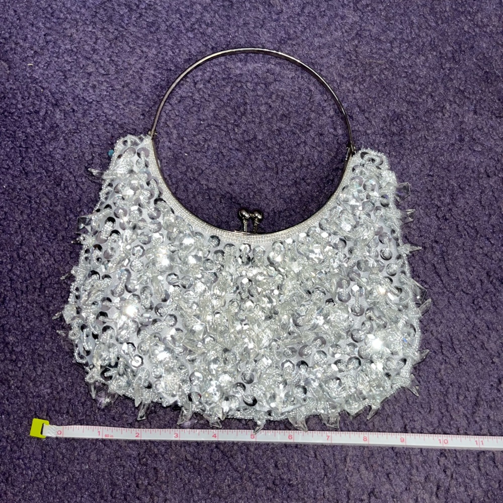 Silver beaded purse